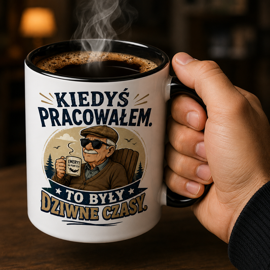 KUBEK PREZENTOWY DLA EMERYTA EMERYT EMERYTURA PREZENT CERAMIKA 330
