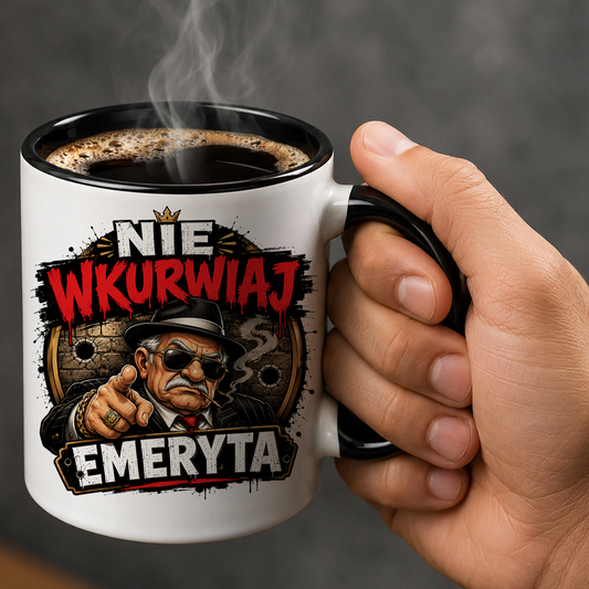 KUBEK PREZENTOWY DLA EMERYTA EMERYT EMERYTURA PREZENT CERAMIKA 330