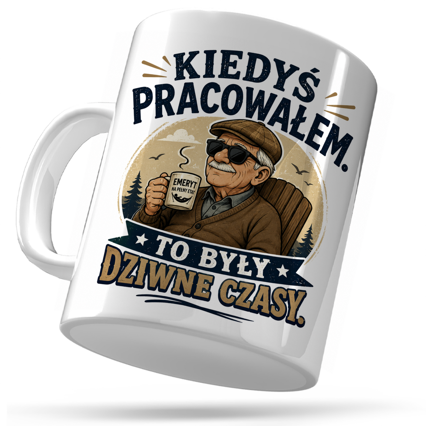 KUBEK PREZENTOWY DLA EMERYTA EMERYT EMERYTURA PREZENT CERAMIKA 330