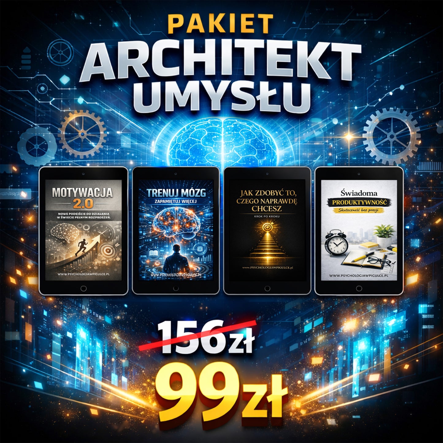 Pakiet „Architekt Umysłu” – 4 e-booki : Pamięć, Cele, Produktywność, Motywacja | PDF