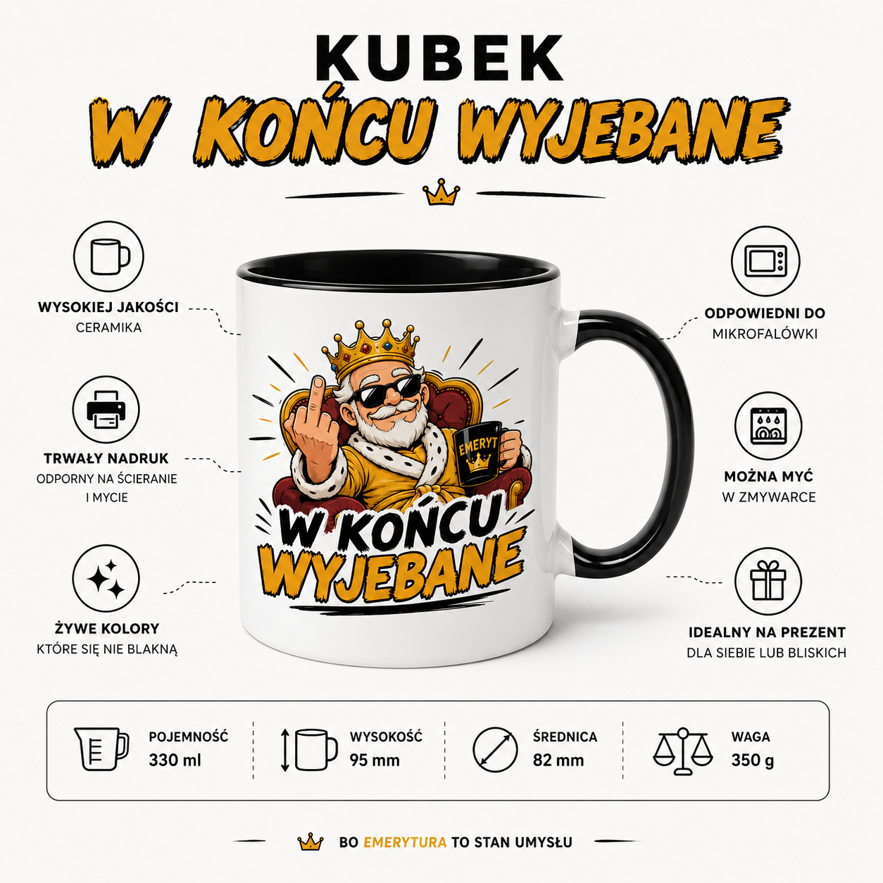 KUBEK PREZENTOWY DLA EMERYTA EMERYT EMERYTURA PREZENT CERAMIKA 330