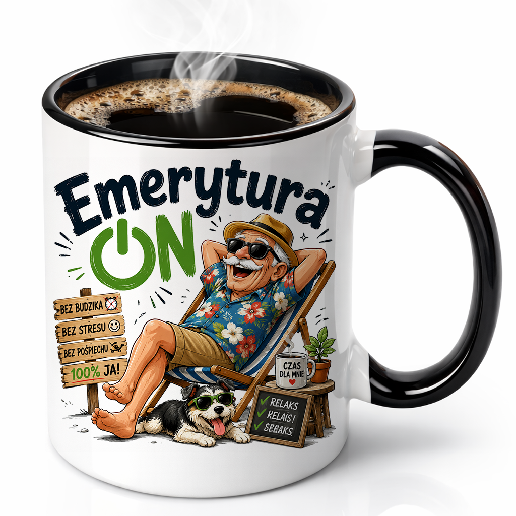 KUBEK PREZENTOWY DLA EMERYTA EMERYT EMERYTURA PREZENT CERAMIKA 330