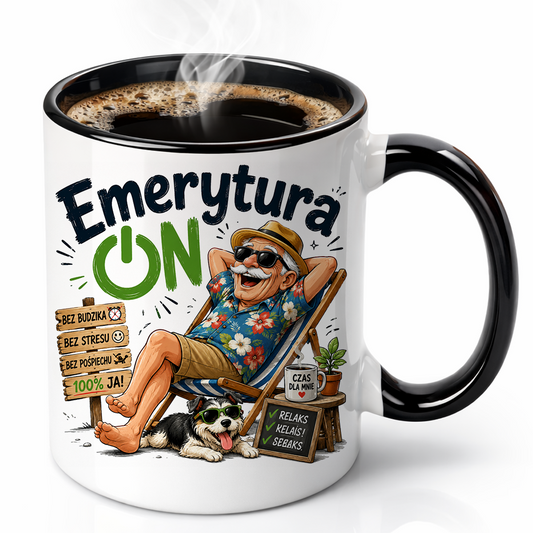 KUBEK PREZENTOWY DLA EMERYTA EMERYT EMERYTURA PREZENT CERAMIKA 330