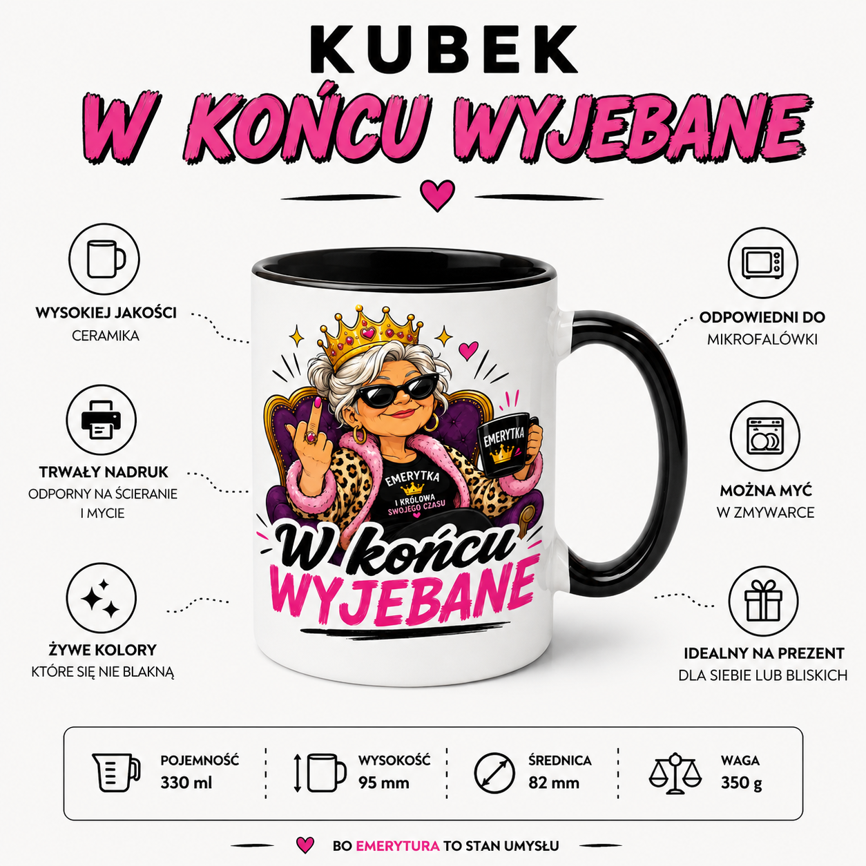 KUBEK PREZENTOWY DLA EMERYTA EMERYT EMERYTURA PREZENT CERAMIKA 330