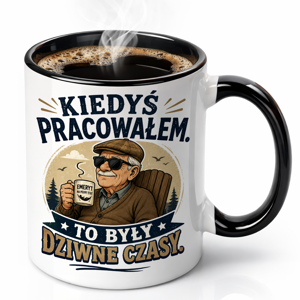 KUBEK PREZENTOWY DLA EMERYTA EMERYT EMERYTURA PREZENT CERAMIKA 330