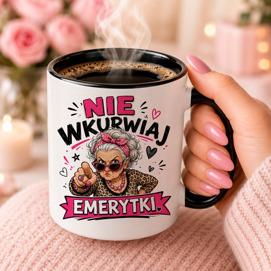 KUBEK PREZENTOWY DLA EMERYTA EMERYT EMERYTURA PREZENT CERAMIKA 330