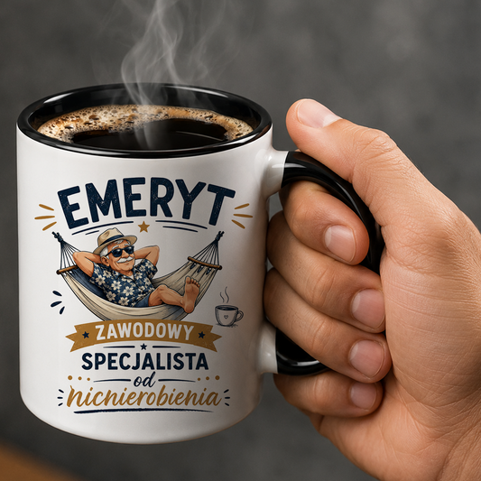 KUBEK PREZENTOWY DLA EMERYTA EMERYT EMERYTURA PREZENT CERAMIKA 330