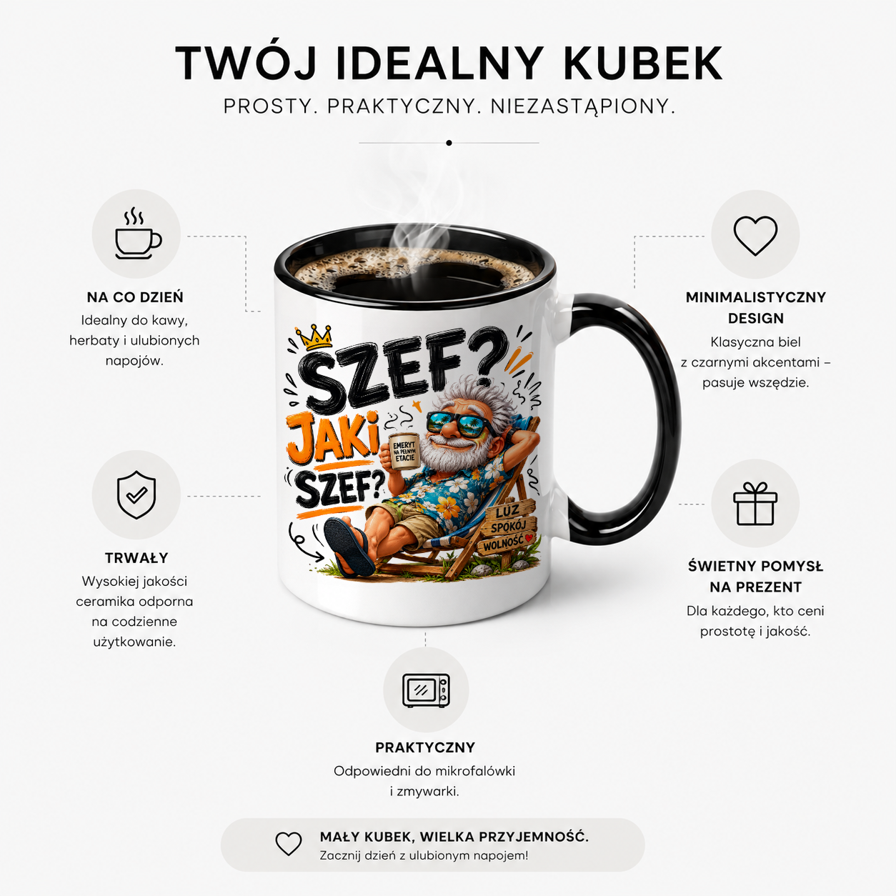 KUBEK PREZENTOWY DLA EMERYTA EMERYT EMERYTURA PREZENT CERAMIKA 330