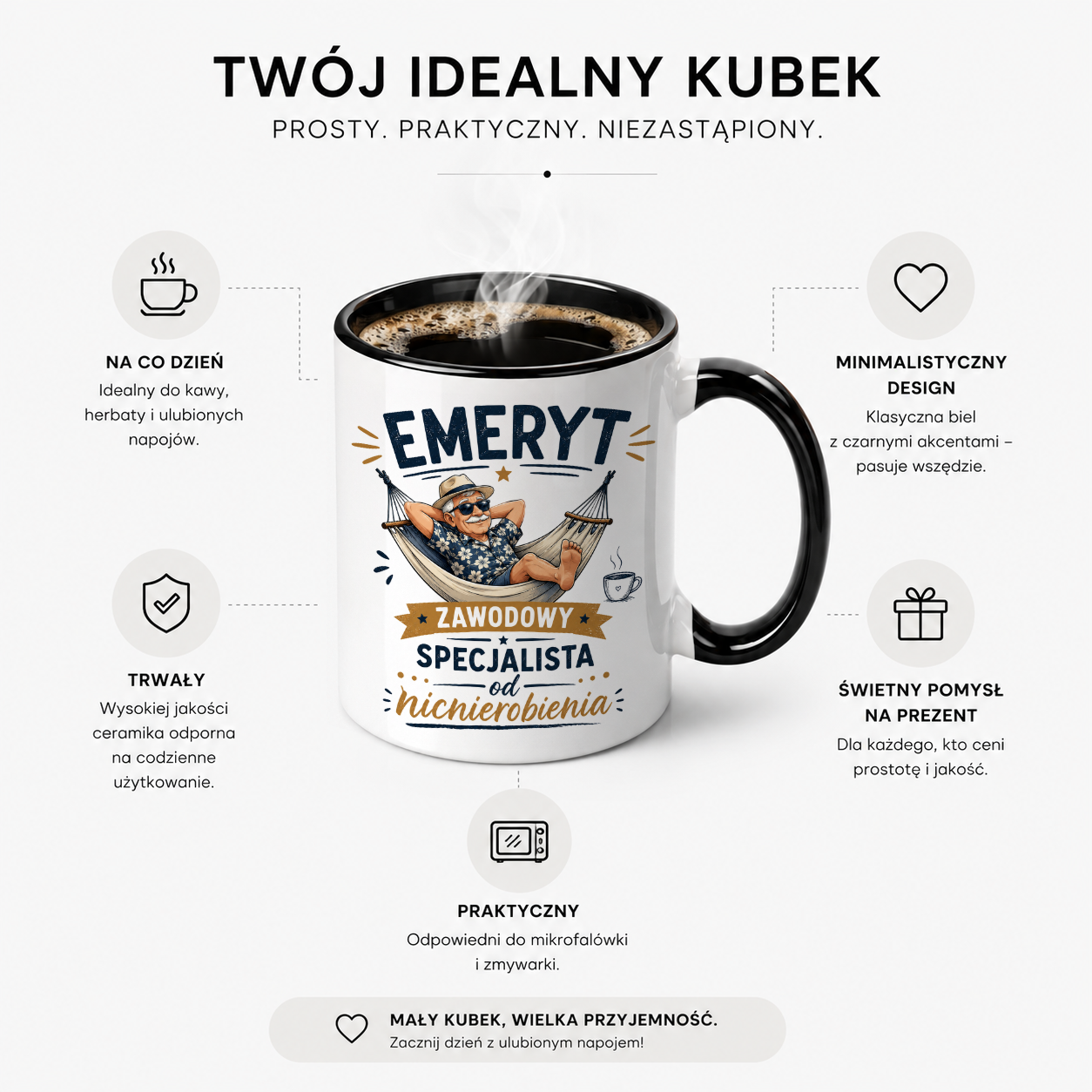 KUBEK PREZENTOWY DLA EMERYTA EMERYT EMERYTURA PREZENT CERAMIKA 330