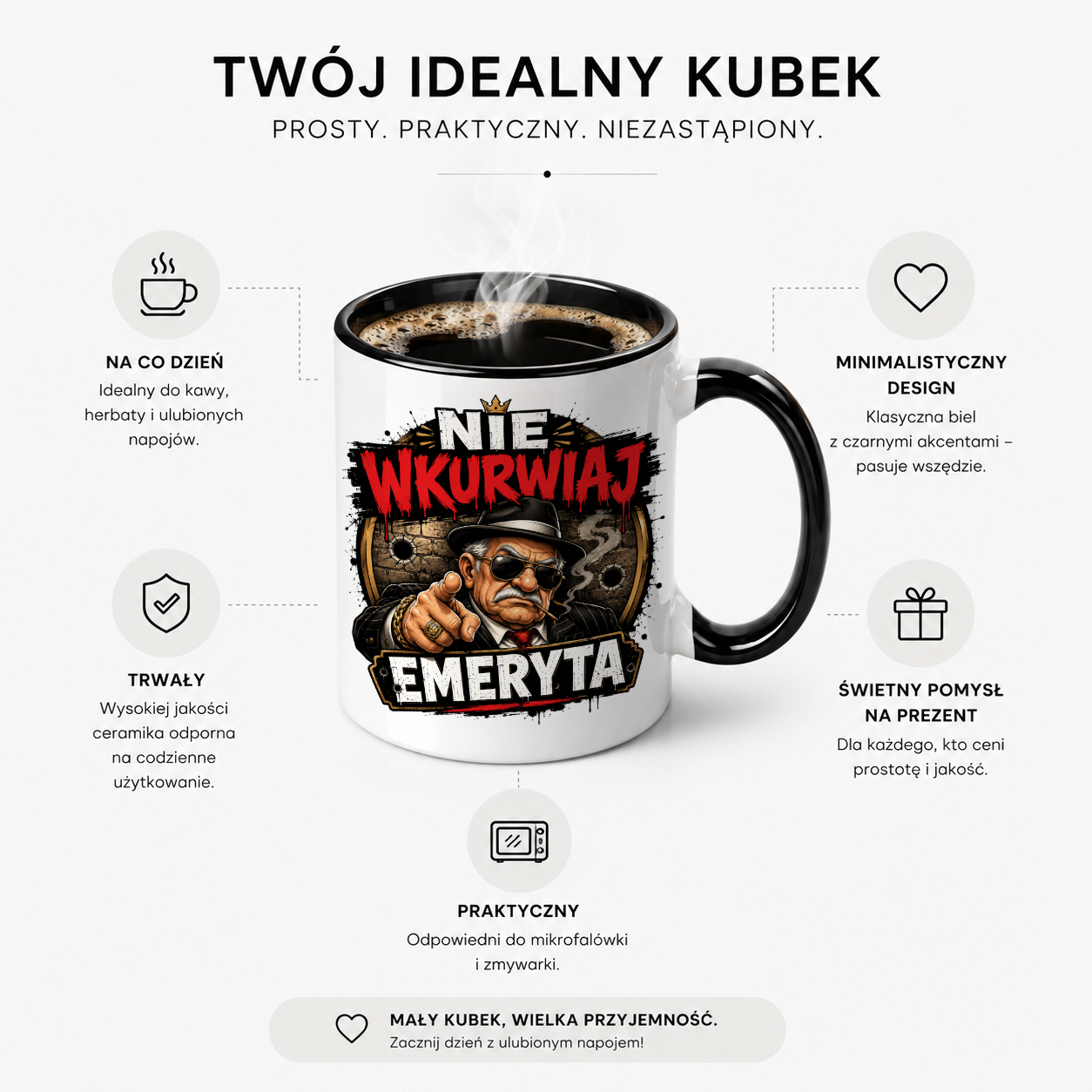 KUBEK PREZENTOWY DLA EMERYTA EMERYT EMERYTURA PREZENT CERAMIKA 330