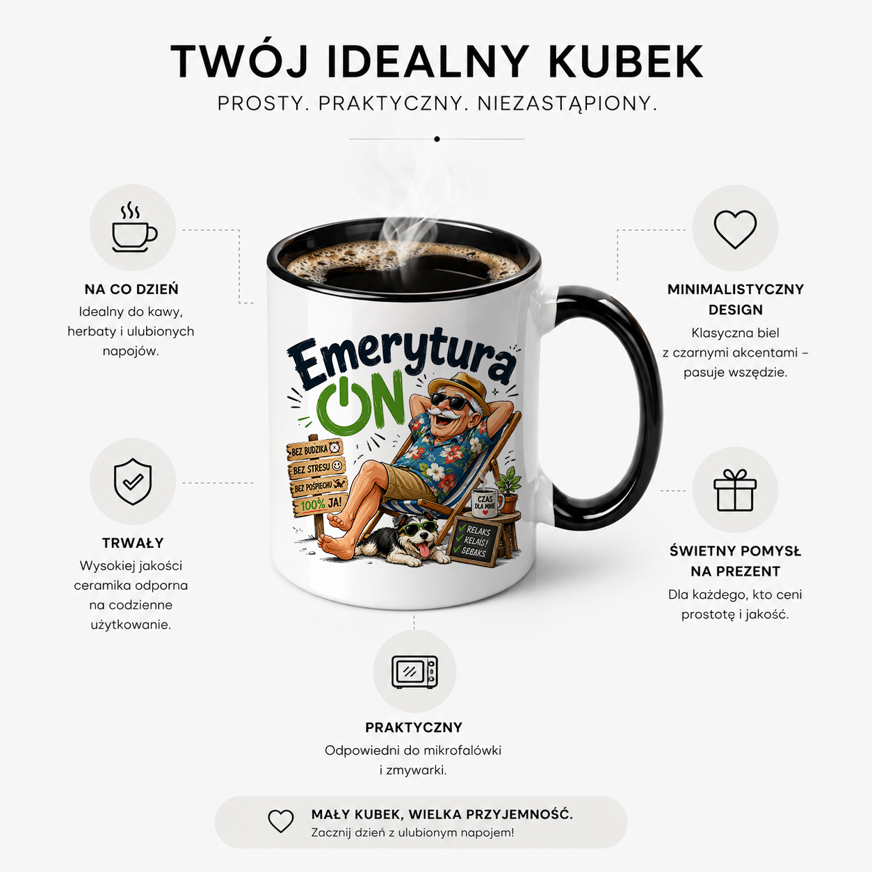KUBEK PREZENTOWY DLA EMERYTA EMERYT EMERYTURA PREZENT CERAMIKA 330