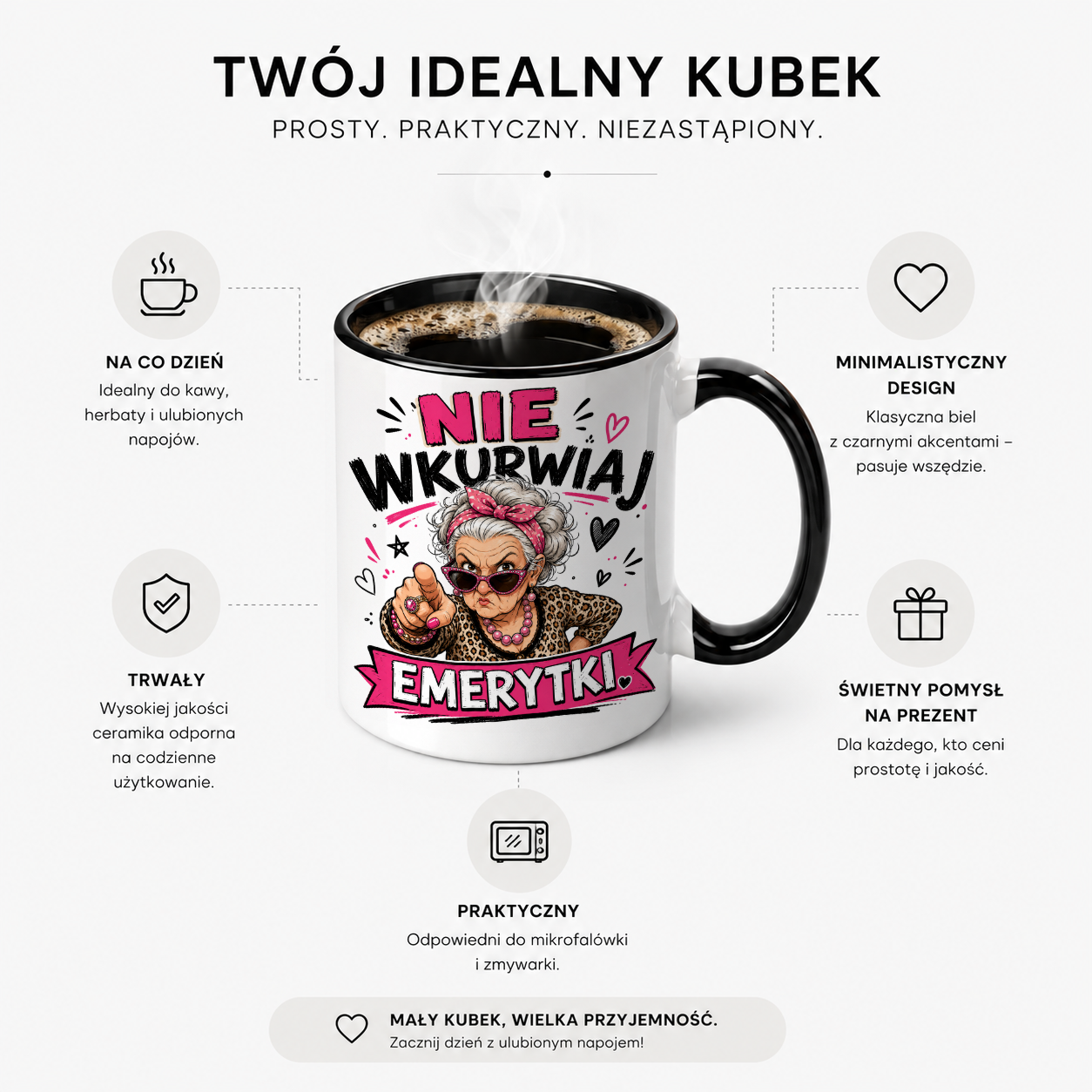 KUBEK PREZENTOWY DLA EMERYTA EMERYT EMERYTURA PREZENT CERAMIKA 330
